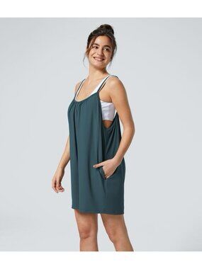 HALARA Spaghetti Strap Pocket Wide Leg Casual Romper Dark Teal